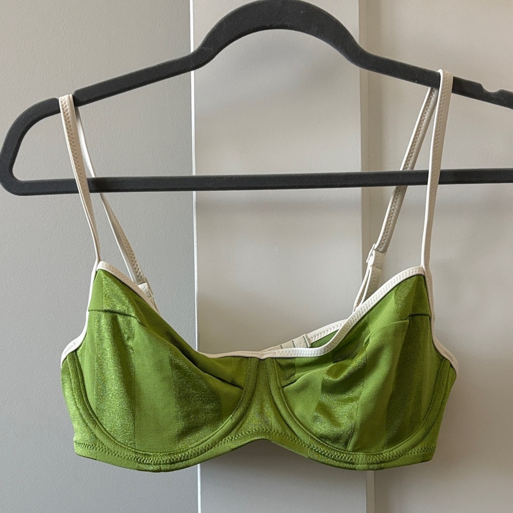 NWT Aerie Green Satin Bikini Top